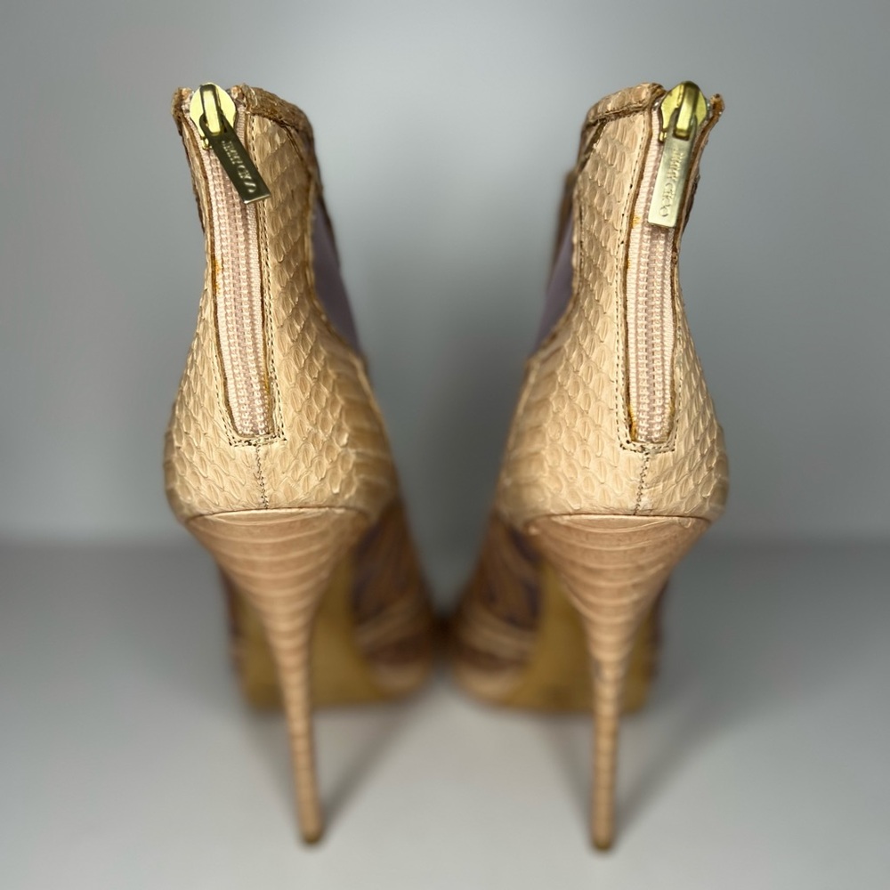 Jimmy Choo Beige Python And Mesh Open Toe Platfor… - image 4